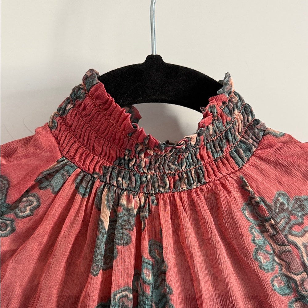 Free People Floral Paisley Patterned Sheer Long Sleeve Tunic Size XS - Picture 3 of 7